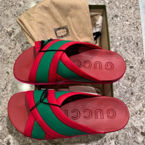 Rubber Web Womens Criss Cross Slide Sandals 42 Coral New Shamarock - Picture 1 of 5